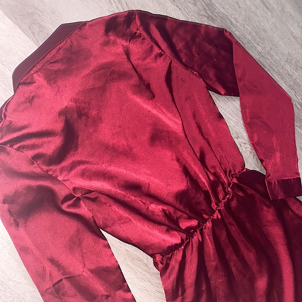 PRETTYLITTLETHING Dark Red Satin Dress Women’s - Picture 7 of 10